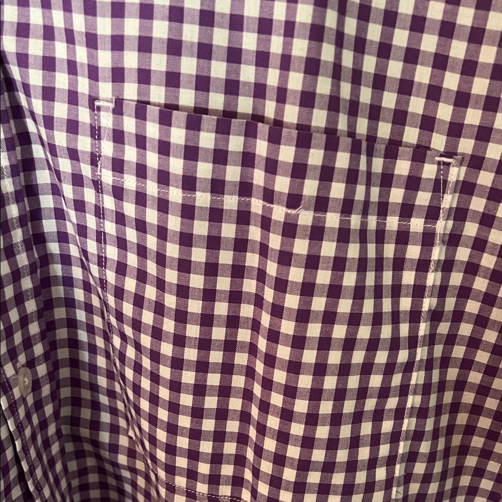Men's Purple Gingham Button Down Shirt - Picture 3 of 4